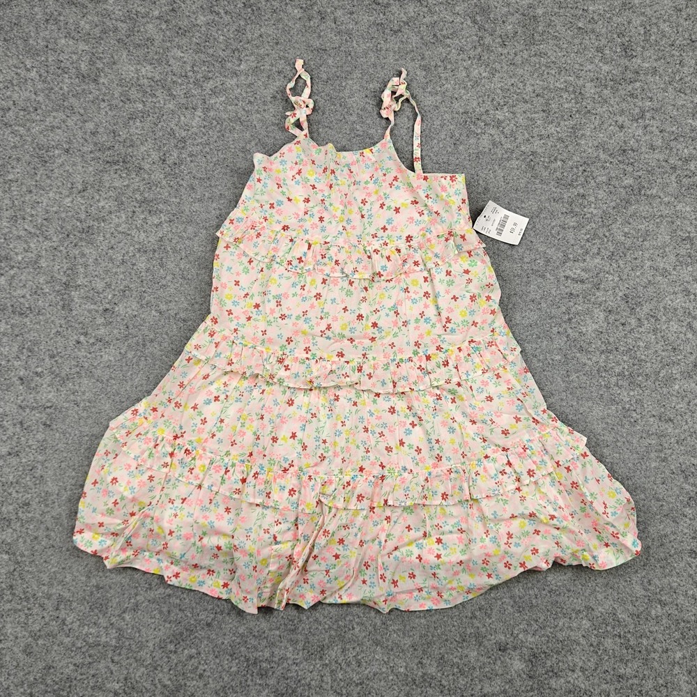 Crewcuts Dress Girls 4 Pink Floral Ruffle Tiered Sundress Lined Summer New
